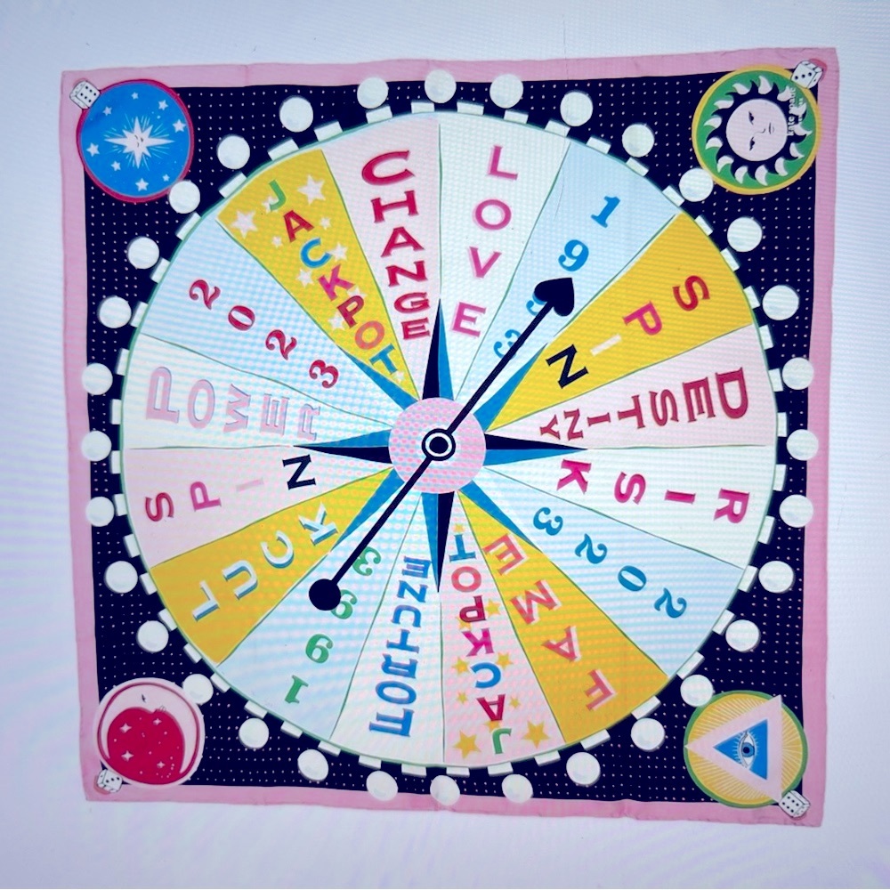 🎲🎰🎲 KATE SPADE FORTUNE SPINNER SQUARE BANDANA 🎲🎰🎲 NWT 🎲🎰🎲